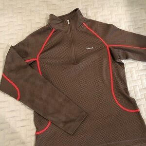 Hind 1/4 Zip Pullover Top Mock Neck Brown XS Womens